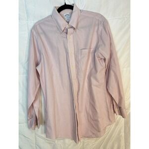 Brooks Brothers Non Iron Slim Fit Pink Blue Stripe Button Down Shirt‎ 15.5 34/35